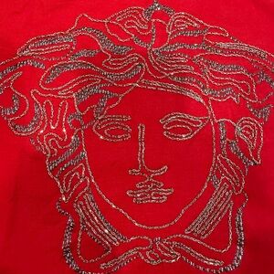 New Versace Red Medusa Short Sleeve Shirt